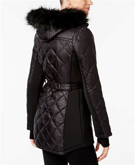 michael michael kors women's hooded belted puffer coat|michael kors removable hood coats.